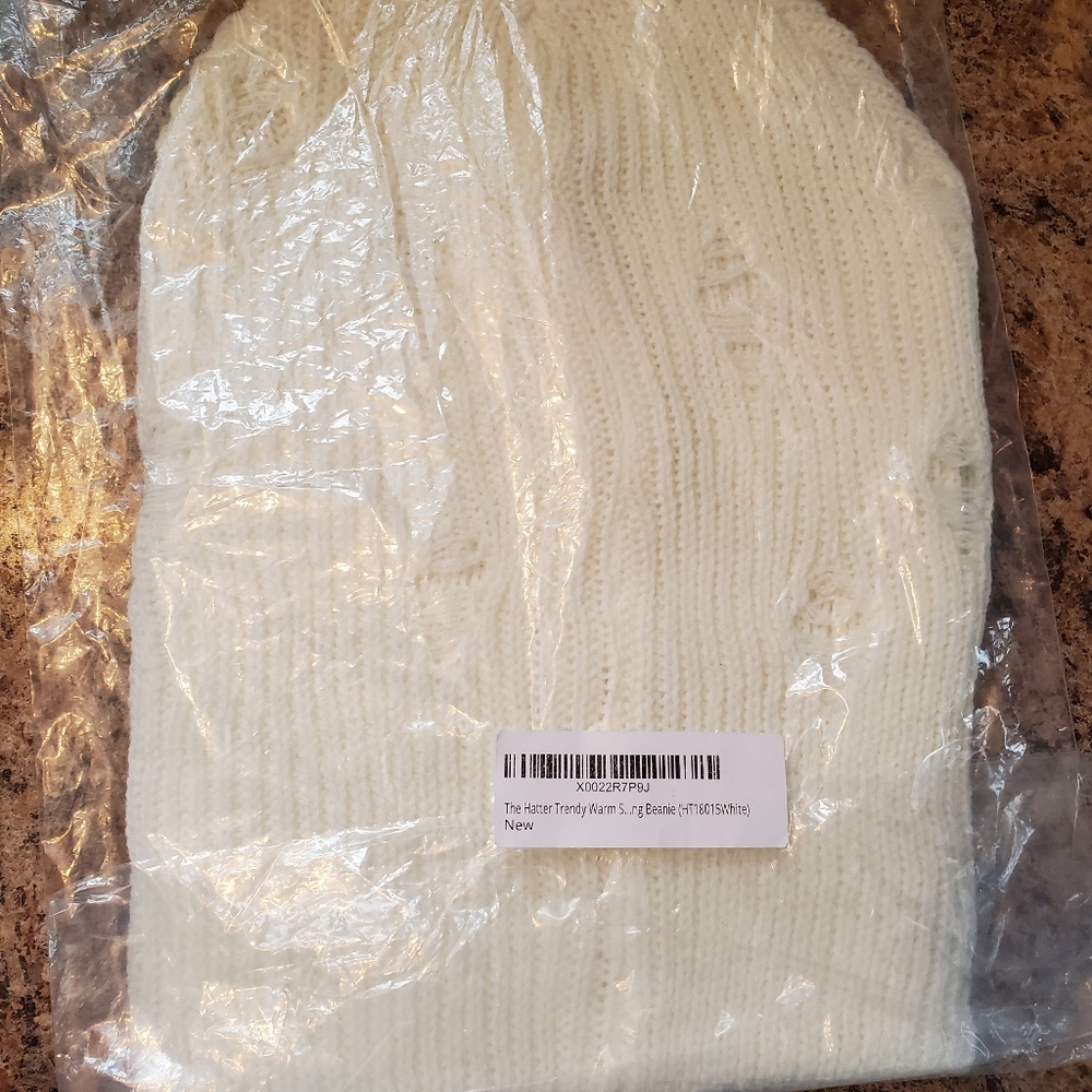 Distressed slouchy beanie